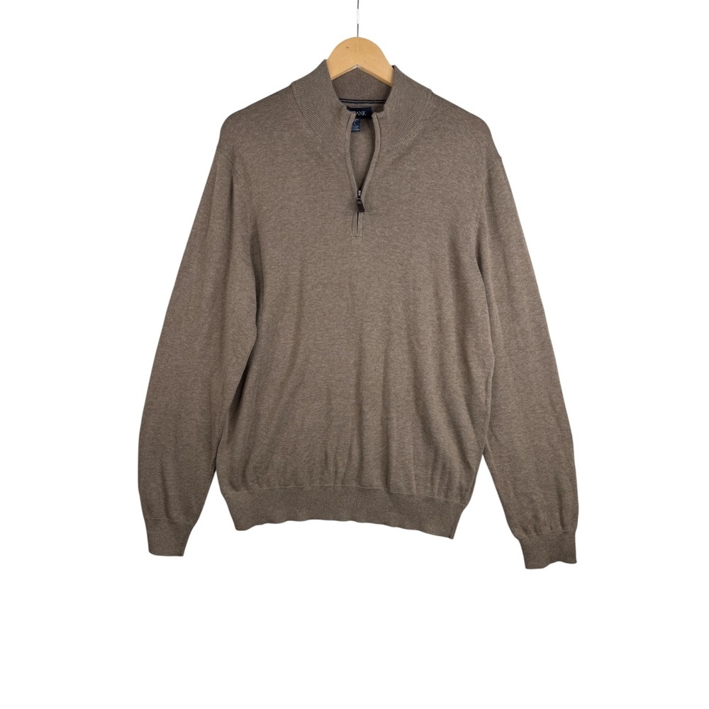 Jos A Bank Mens L Signature Collection 100% Pima Cotton 1/4 Zip Sweater Brown